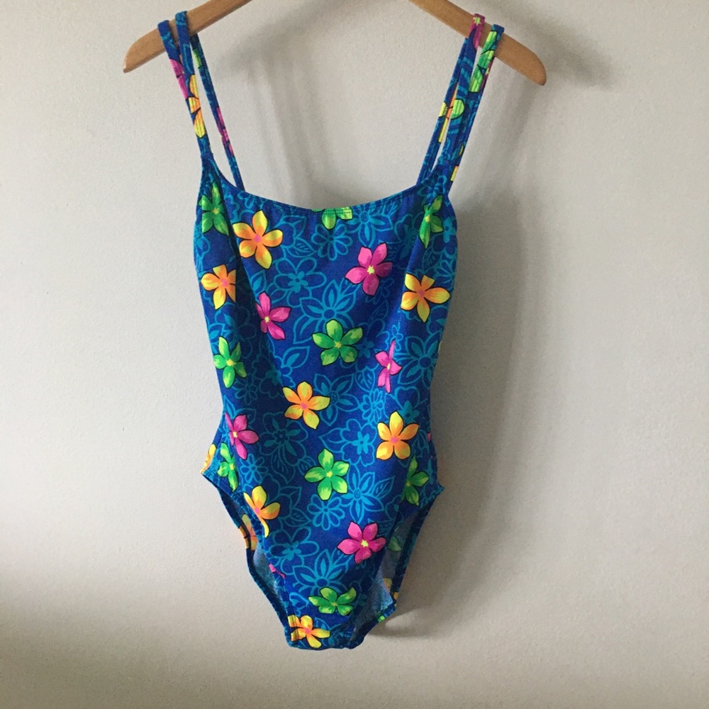 Vintage Floral Swimsuit Sz 12